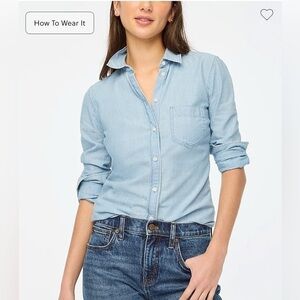 NWT Women’s J.Crew denim long sleeve button down shirt. Size: xs